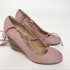 Adrienne Vittadini Pink Suede Wedges